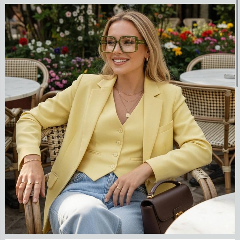 VISOONE Oversized TR90 Blue Light Blocking Glasses Chic Olive 💚 Square Glasses - Picture 2 of 5